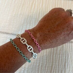 NEW Enamel Mariner Chain Cuff Bracelet set of 3